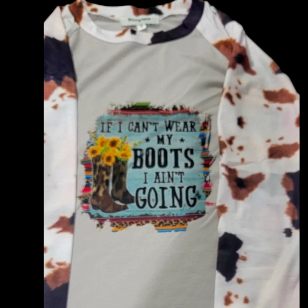 NWT WOMANS 3/4 cow Sleeve T Shirt Small - Picture 1 of 1